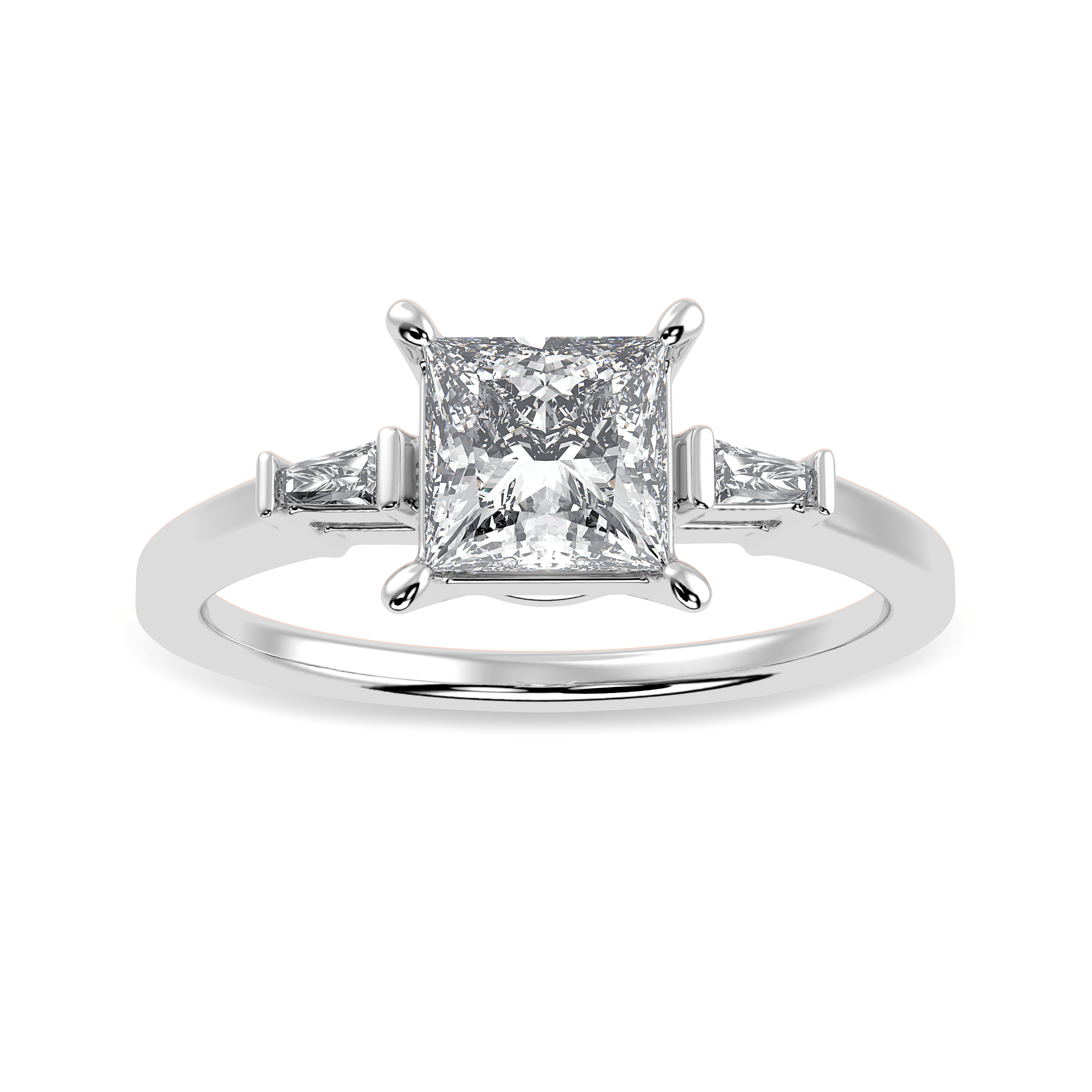 The Gallery Collection™ Princess-Cut Three-Stone Diamond Engagement Ring in  Platinum (3/8 ct. tw.)